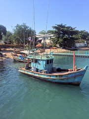 Thailand commercial fishing boats at harbor