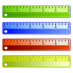 Vector school ruler in green, blue, orange and yellow colors