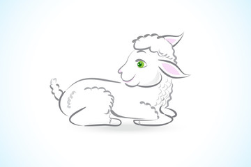 White sheep seating in a ground icon logo vector