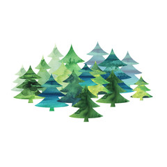Obraz premium Christmas trees. Watercolor illustration on a white background