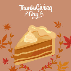 Cake and leaves of thanksgiving day vector design
