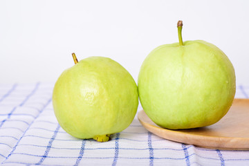 Fresh organic guava tropical fruit on white background. Healthy food high vitamin C concept