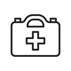 First aid kit, medical box icon in trendy outline style design. Vector graphic illustration. Firts aid kit icon for website design, logo, app, and ui. Editable vector stroke. Pixel perfect. EPS 10.