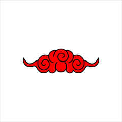 Obraz premium Chinese and japanese style red clouds. Vector collection of cloud oriental style illustration. EPS10
