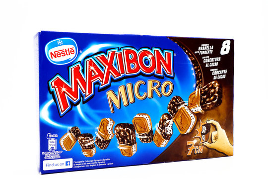 Italy &ndash; December 18, 2019: Maxibon Micro Ice Cream. Maxibon is a brand of Nestl&eacute;
