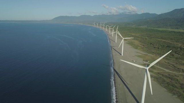 Solar Farm with Windmills. Philippines, Luzon