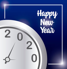 Obraz na płótnie Canvas Happy new year 2020 and clock vector design