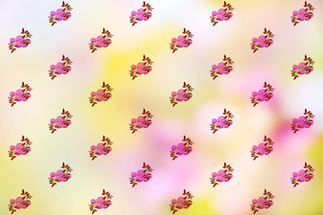 Seamless pattern image of leaves of rose flowers on blur background