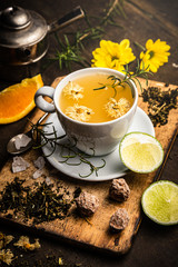 Tea on set up table