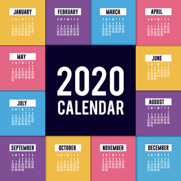 2020 calendar planner vector design