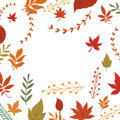 Isolated frame of autumn leaves vector design
