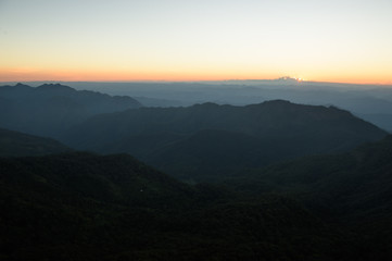 Winter landscape sunrise in the mountains Doi Pui Luang, the Alpine mountain in northern of Thailand