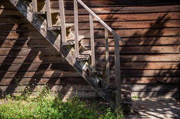 Detail in ancient Thai wooden house, the classic traditional of living in Thailand