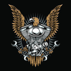 motorcycle eagle vector and logo