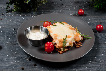 lasagna close up food for restaurant menu