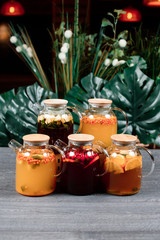 hot fruit winter tea assorted close up food for restaurant menu