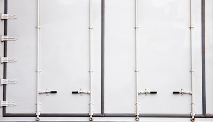 White steel door of a truck container