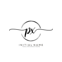 PX Initial handwriting logo with circle template vector.