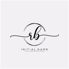 RB Initial handwriting logo with circle template vector.