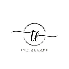 TF Initial handwriting logo with circle template vector.
