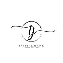TJ Initial handwriting logo with circle template vector.