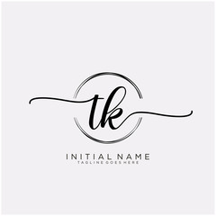 TK Initial handwriting logo with circle template vector.