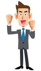 張り切る若いビジネスマンの全身