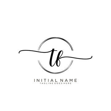 TF Initial handwriting logo with circle template vector.