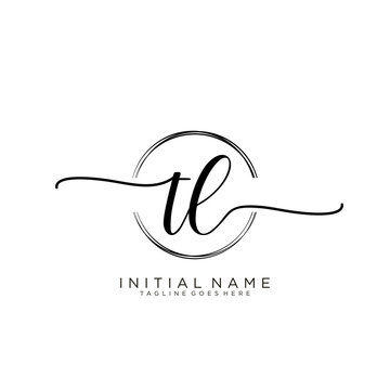 TL Initial handwriting logo with circle template vector.