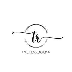 TR Initial handwriting logo with circle template vector. - obrazy, fototapety, plakaty