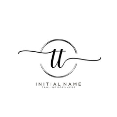 TT Initial handwriting logo with circle template vector.