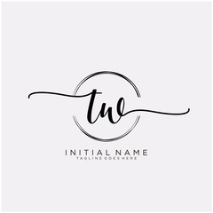 TW Initial handwriting logo with circle template vector.