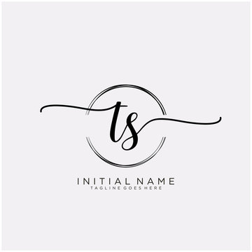 TS Initial handwriting logo with circle template vector.