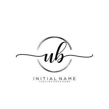 UB Initial handwriting logo with circle template vector.
