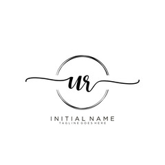 UR Initial handwriting logo with circle template vector.
