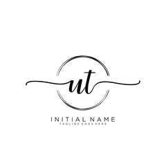 UT Initial handwriting logo with circle template vector.