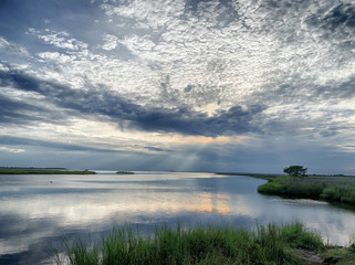 Fototapeta premium landscape with lake and clouds