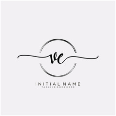 VE Initial handwriting logo with circle template vector.