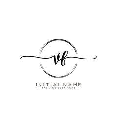 VF Initial handwriting logo with circle template vector.