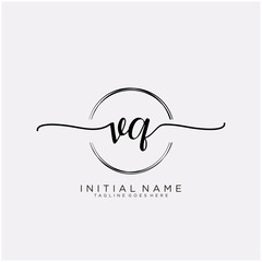 VQ Initial handwriting logo with circle template vector.
