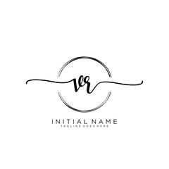 VR Initial handwriting logo with circle template vector.