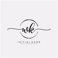 WK Initial handwriting logo with circle template vector.