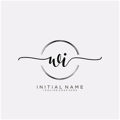 WI Initial handwriting logo with circle template vector.
