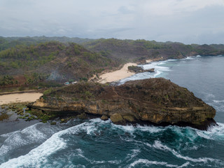 aerial view of beautiful beach with nice coral
