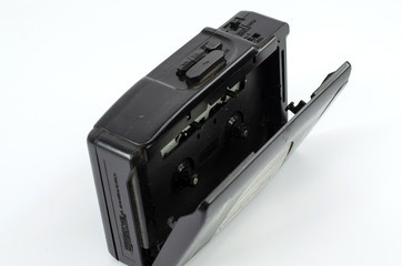 Closeup of cassette tape, audiotape walkman