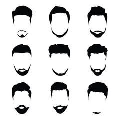 Men's Beard and Hair style Icon set for barber and hair cut logo and men fashion style - Vector.