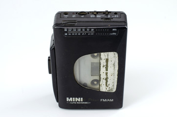Closeup of cassette tape, audiotape walkman