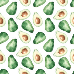 Aquarel naadloos patroon met avocado