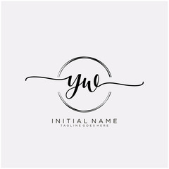 YW Initial handwriting logo with circle template vector.