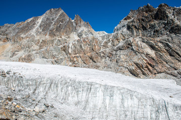 The Chola glacier nearly the summit of Cho La pass (5,420 metres) one of the popular tourist...